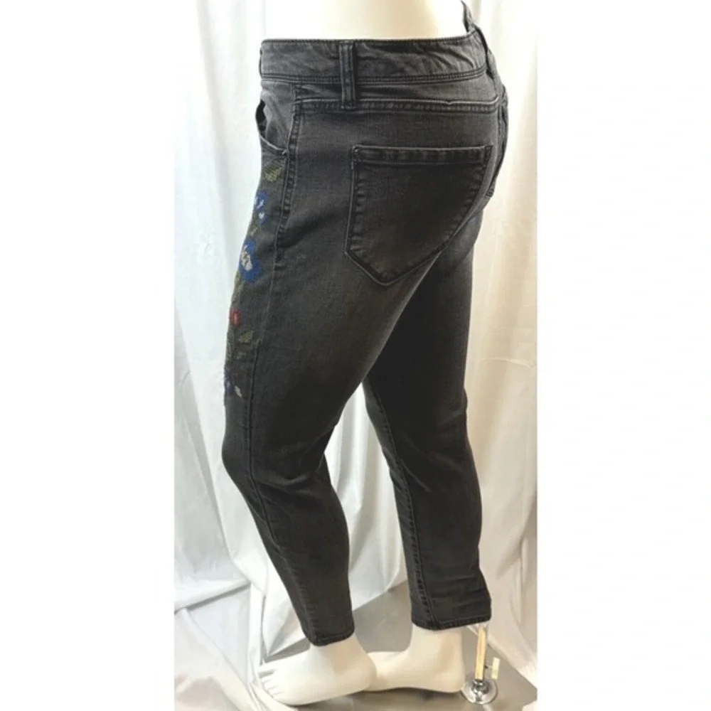 Kensie‎ Jeans Embroidered Floral Skinny Denim Pants Gray 10 Y2K Streetwear 63-23
